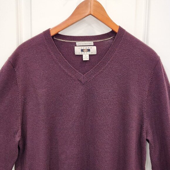 Joseph Abboud Extra Fine Merino Wool Sweater V-neck Pullover Wine Men's Large - Picture 3 of 10
